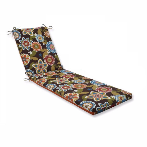 Floral Outdoor Patio Rectangular Chaise Lounge Cushion - 80" - Brown and Red