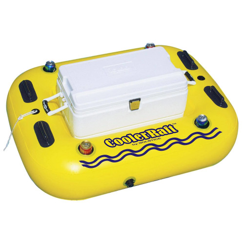 Enjoy the Sun and Drinks with the 55" Inflatable Yellow and Black Swimming Pool Cooler Raft Float