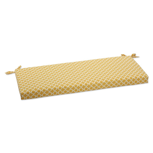 45" Yellow and White Geometric Outdoor Rectangular Bench Cushion