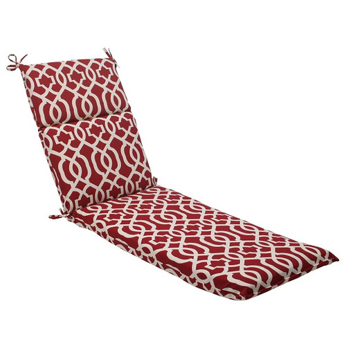 Moroccan Mosaic Outdoor Patio Chaise Lounge Cushion - 72.5" - Red and White