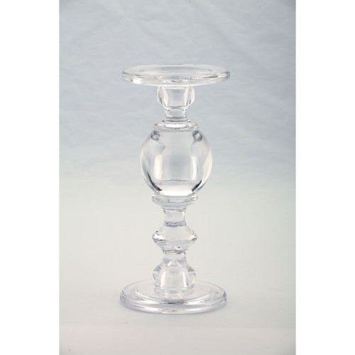9.5" Clear Handblown Glass Pillar Candle Holder