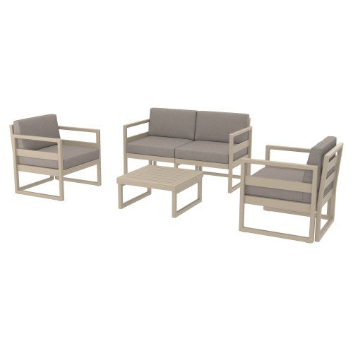 Ultimate Relaxation: 4-Piece Taupe Patio Lounge Set with Sunbrella Cushion