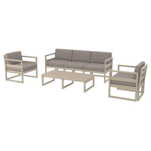 Modern 4-Piece Taupe Patio Lounge Set: Sunbrella Cushions