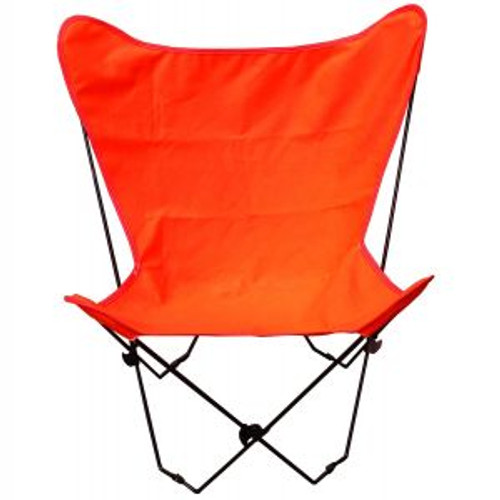 35" Retro Style Outdoor Patio Butterfly Foldable Chair with Orange Cotton Duck Fabric Cover