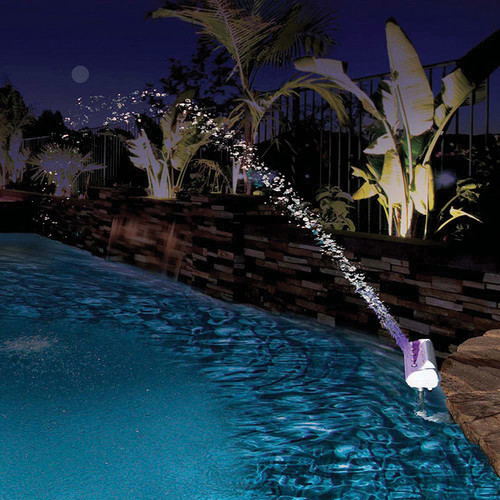 LED Lighted Cascade Waterfall Swimming Pool Fountain - Colorful Water Jets Without Electricity