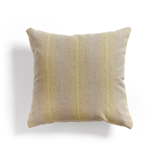 18" x 18" Beige and Yellow Reversible Square Outdoor Throw Pillow