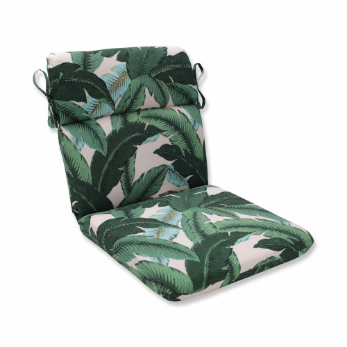 40.5" Blue and Green Tropical Pattern Rounded Corner Chair Cushion