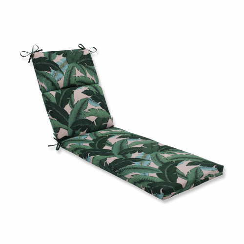 72.5" Blue and Green Tropical Patterned Chaise Lounge Cushion