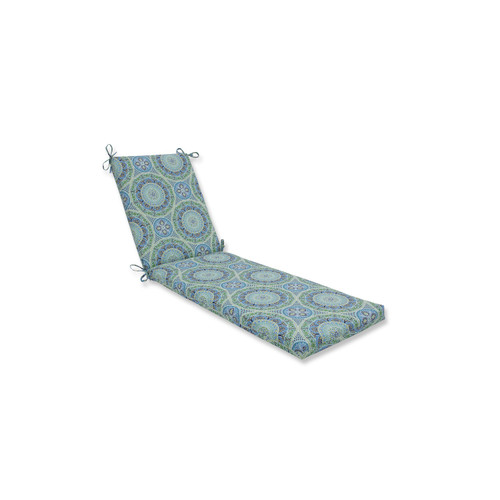 80" Delancey Jubilee Blue and Green Floral Outdoor Chaise Lounge Cushion