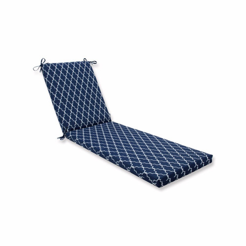 Geometric Motif Outdoor Patio Chaise Lounge Cushion - 80" - Blue and White