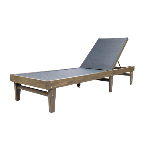 78.25" Dark Gray and Brown Mesh Outdoor Chaise Lounge: Ultimate Comfort and Durability