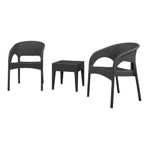 Elegant & Durable: 3-Piece Gray Patio Seating Set