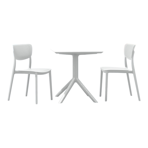 Elegant & Durable: 3-Piece White Patio Bistro Set