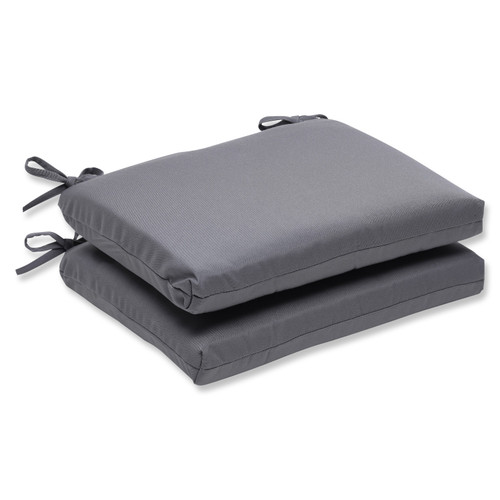 Set of 2 Sunbrella Charcoal Gray Outdoor Patio Squared Seat Cushions 18.5"