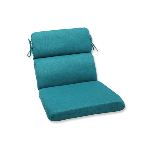 40.5" Teal Blue Solid Outdoor Patio Rounded Chair Cushion