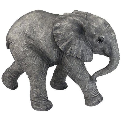 18" Baby Elephant Calf Hand-Painted Outdoor Garden Statue