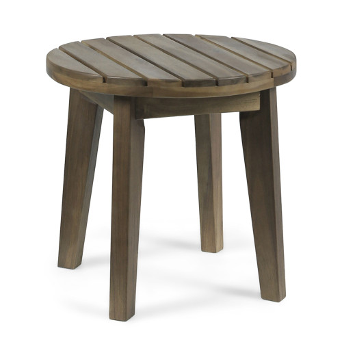 15.75" Youthful Rejuvenation: Upgrade Your Patio with a Stylish Gray Contemporary Round Outdoor Side Table