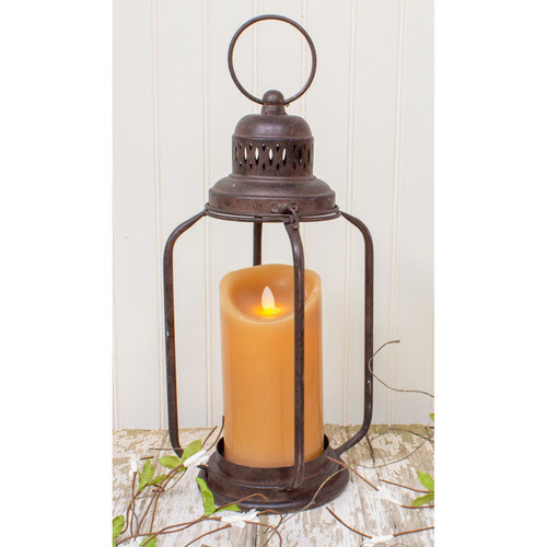 Rustic Brown Metal Pillar Candle Holder 16"