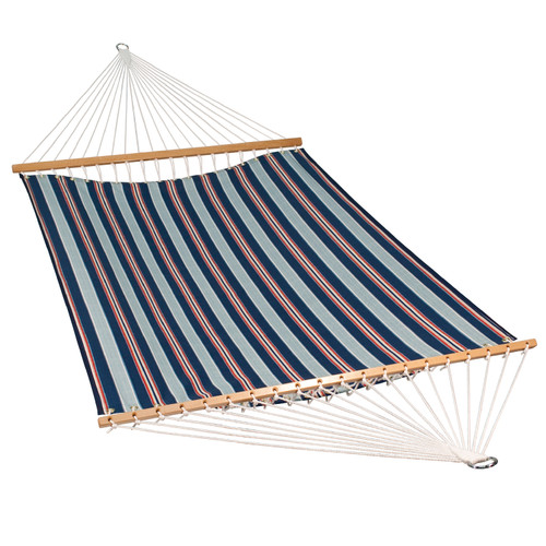 Quilted Hammock - 82" x 55" - Blue and Red Striped - Relaxation at Its Finest
