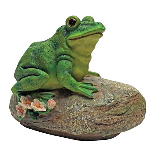 8.5" Sitting Toad Hand-Painted Outdoor Garden Statue - Enchanting Amphibian Delight