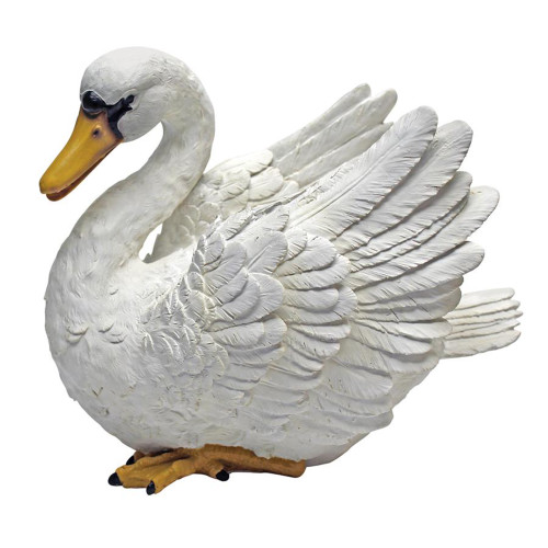 10.5" The Swan of the Lake Hand Painted Outdoor Garden Statue