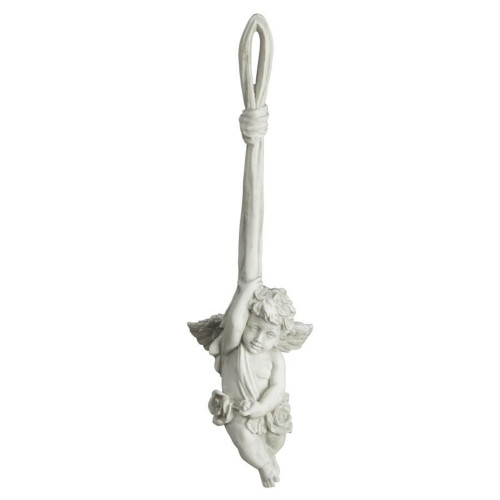 18" Gray and White Angelic Play Hanging Outdoor Garden Statue