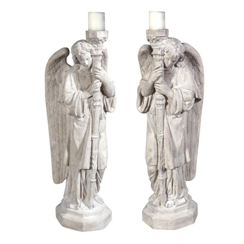 38" Gray Padova Guardian Outdoor Garden Angel Statues