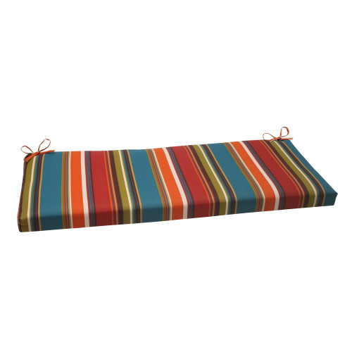 45" Multi-Color Tropical Striped Outdoor Fade Resistant Patio Bench Cushion