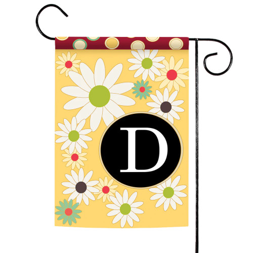 Floral Monogram Letter D Outdoor Garden Flag 18" x 12.5"