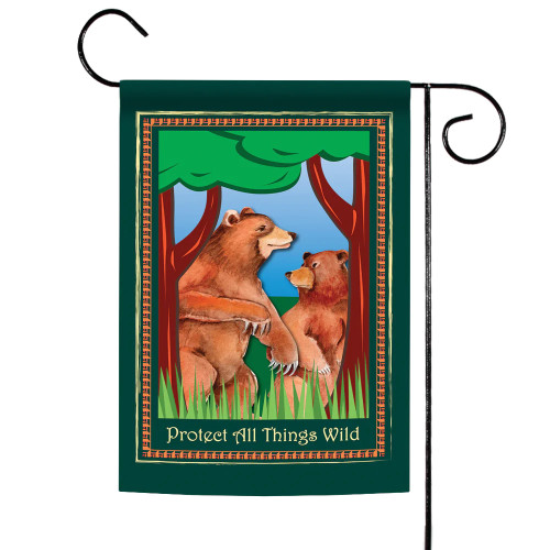 Bears "Protect All Things Wild" Outdoor Garden Flag 18" x 12.5"