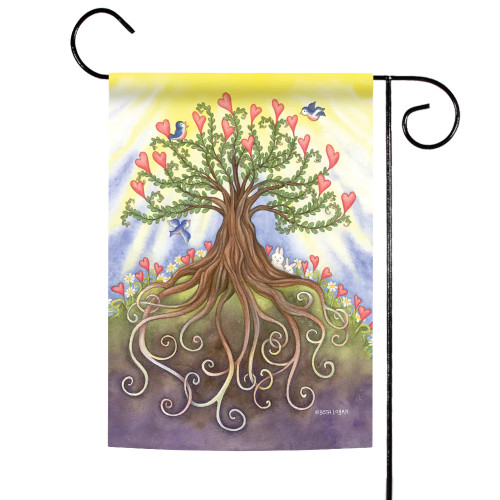 Birds in a Tree Full of Hearts Outdoor Garden Flag 18" x 12.5"