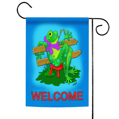 Lazy Frog "Welcome" Outdoor Garden Flag 18" x 12.5"