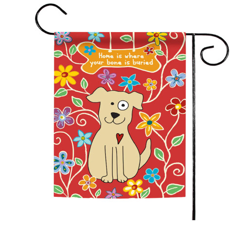 Dog and Bone Floral Outdoor Garden Flag 18" x 12.5"