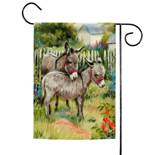 Donkeys in the Backyard Outdoor Garden Flag 18" x 12.5"