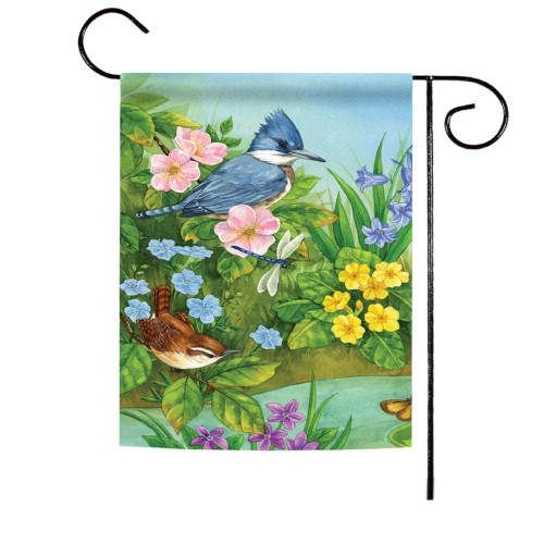 Kingfisher and Friend Outdoor Garden Flag 18" x 12.5"