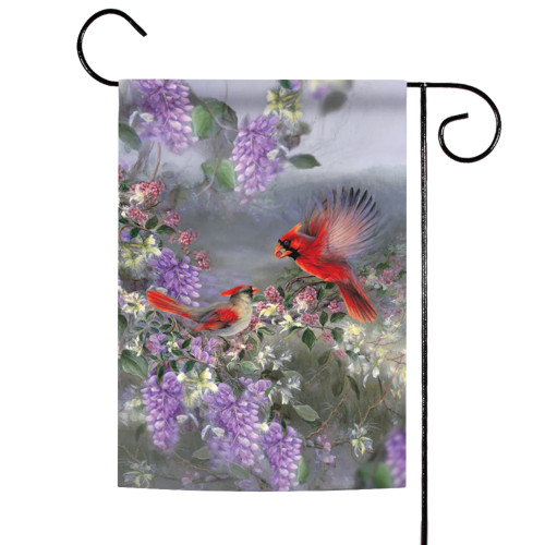 Two Red Cardinals Outdoor Garden Flags 18" x 12.5"
