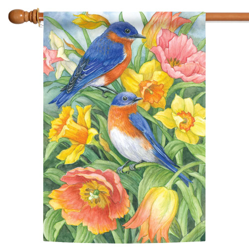 Blossom Floral Birds Outdoor House Flag 40" x 28"