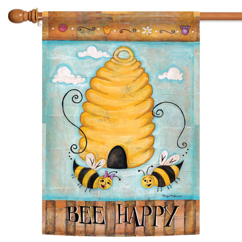 Bee Happy Hive Outdoor House Flag 40" x 28"