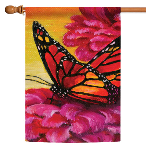 Butterfly and Flower Outdoor House Flag 40" x 28"
