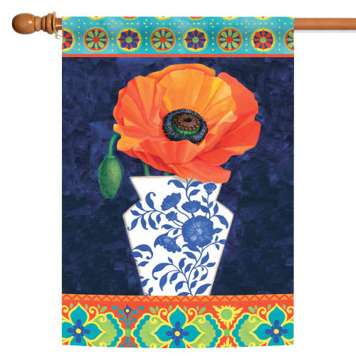 Elegant Vase Poppy Outdoor House Flag 40" x 28"