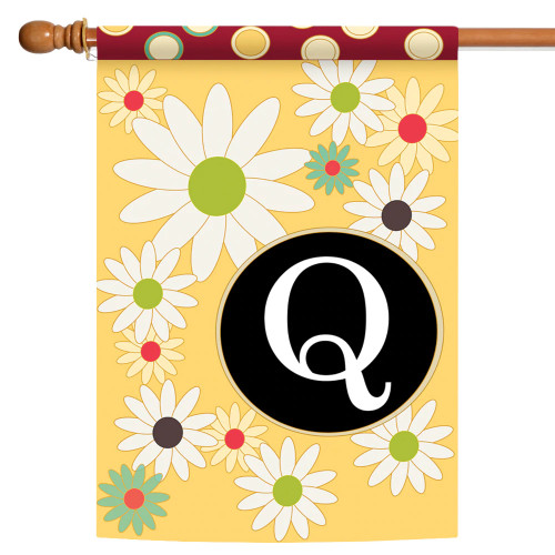 Floral Monogram Letter Q Outdoor House Flag 40" x 28"