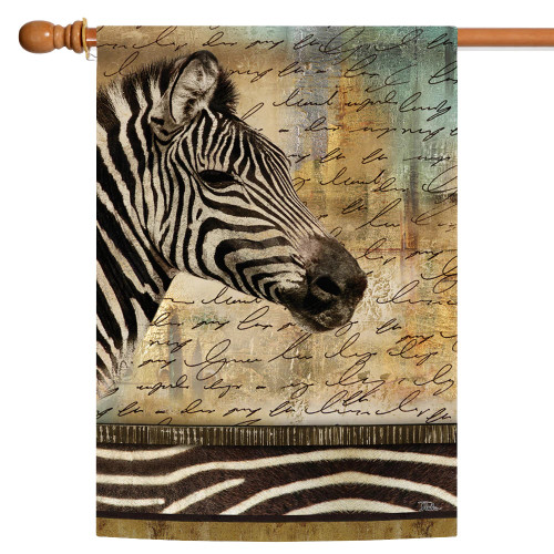 Hand Painted Zebra Outdoor House Flag 40" x 28"