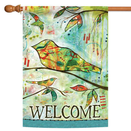 Abstract Bird 'Welcome' Outdoor House Flag 40" x 28"