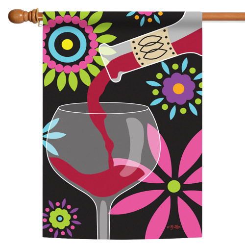 Wine and Flower Outdoor House Flag 40" x 28"