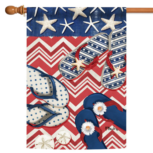 Stars and Stripes Summer Flip-Flops Patriotic Outdoor Flag - 40" x 28"
