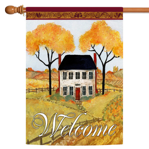 The Welcome Farmhouse Yellow and Green Rectangular House Flag 28" x 40"