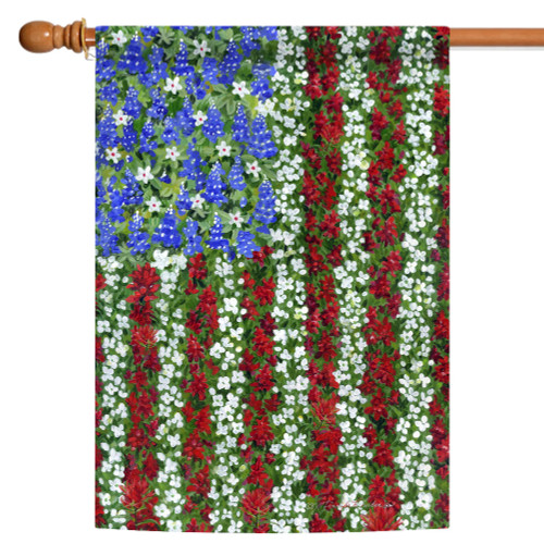 Floral American Flag Patriotic Outdoor Flag - 40" x 28"