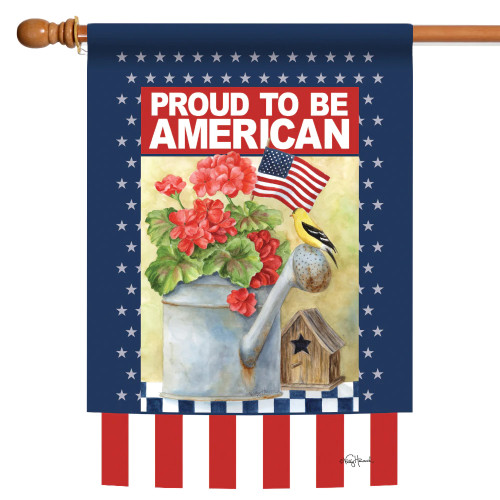 Watering Can "Proud to be American" Patriotic Outdoor Flag - 40" x 28"
