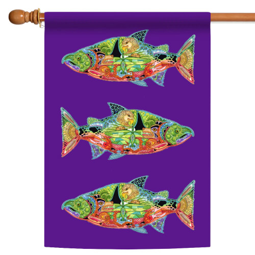 Chinook Salmon Animal Spirits Outdoor House Flag 40" x 28"