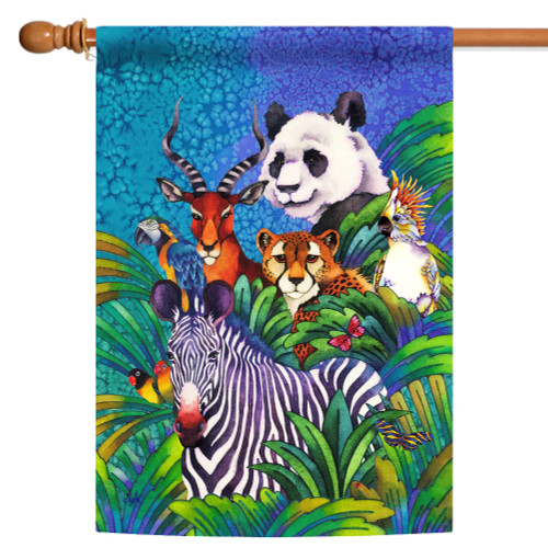 Jungle Friends Too Outdoor House Flag 40" x 28"